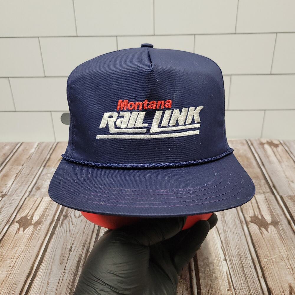 Vintage Montana Rail Link Railroad Snapback Hat Made USA Rope Cap MRL